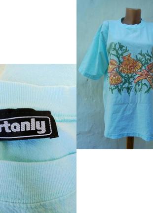 Винтажная классная фактурная голубая 🌊 футболка с рисунком ракушки 🐚 stanly.
