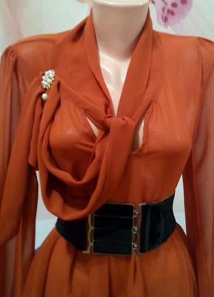 Женская шифоновая блузка. блуза с шарфом.2 фото