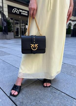 Женская сумка из эко-кожи pinko lady black пинко молодежная, брендовая сумка маленькая через плечо8 фото