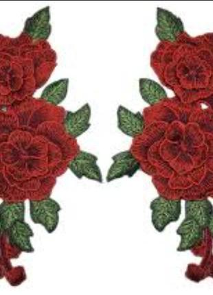 Нашивки на одежду аппликация красные розы2 фото