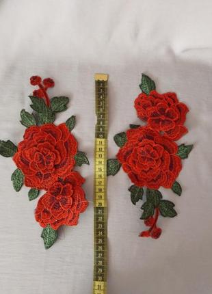 Нашивки на одежду аппликация красные розы4 фото