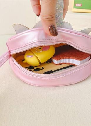 Дитяча сумочка для дівчинки блискуча кіт-одноріг рожева3 фото