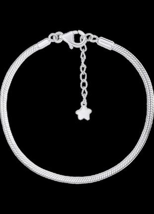 Срібний браслет-ланцюжок снейк, 140-165 мм