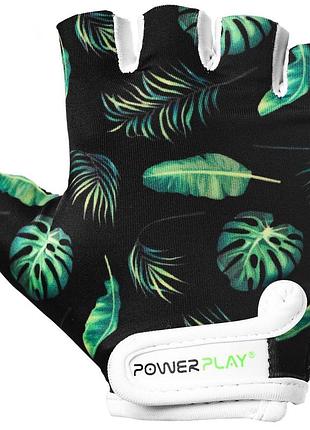 Розпродаж - велорукавички powerplay 001 чорні листочки xs (вік до 5 років)