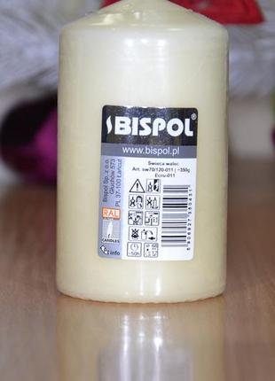Розпродаж - свічка столова циліндр bispol sw70/120-011 молочний6 фото