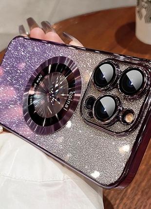 Чехол magsafe для iphone 14 pro силиконовый + кольцо держатель , purple8 фото
