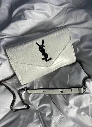 Женская сумка из эко-кожи ysl hobo  ив сен лоран хобо yves saint laurent белого цвета молодежная1 фото