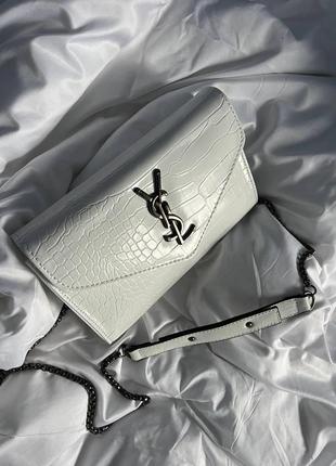 Женская сумка из эко-кожи ysl hobo  ив сен лоран хобо yves saint laurent белого цвета молодежная6 фото