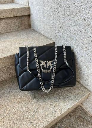 Женская сумка из эко-кожи pinko puff black пинко молодежная, брендовая сумка маленькая через плечо5 фото