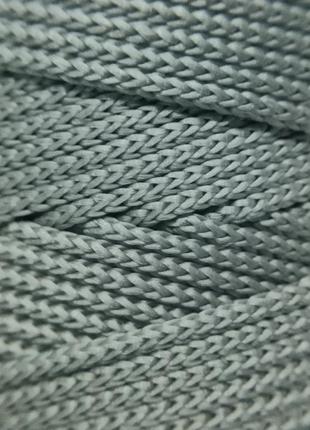 Серый  вязаный шнур 2 мм бобина 100м