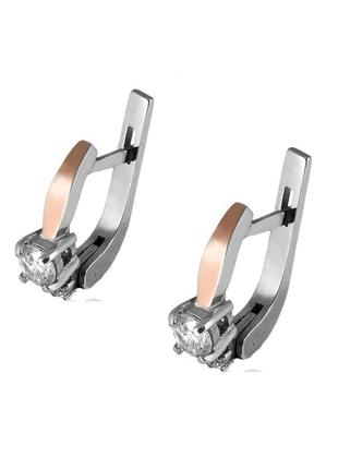 Срібні сережки із золотом і куб. цирконієм karat-10