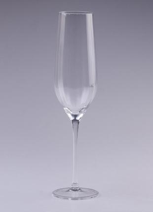 Келих для шампанського фігурний з тонкого скла ребристий набір 6 шт
