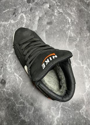 Зимові чоловічі шкіряні черевики nike bkn чорні8 фото