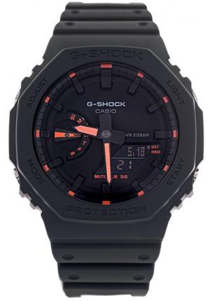 Мужские часы casio g-shock ga-2100-1a4er, оранжевые стрелки