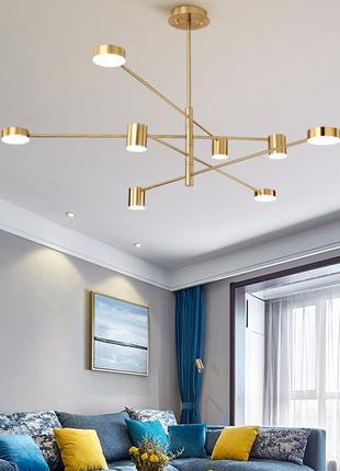 Люстра светодиодная на 8 плафонов, в бронзовом золоте