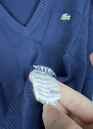 Lacoste v-neck винтажный мужской свитер