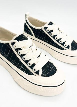 Кеди Distressed 36(р) чорний текстиль 0-1-1-am-15368-9-1