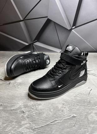 Зимние мужские черные кожаные ботинки nike люкс качество1 фото