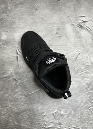 Зимние мужские ботинки nike черные матовая кожа утеплитель шерсть3 фото
