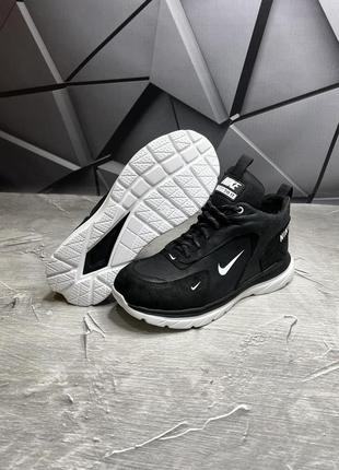 Зимові чорні шкіряні чоловічі теплі черевики nike3 фото