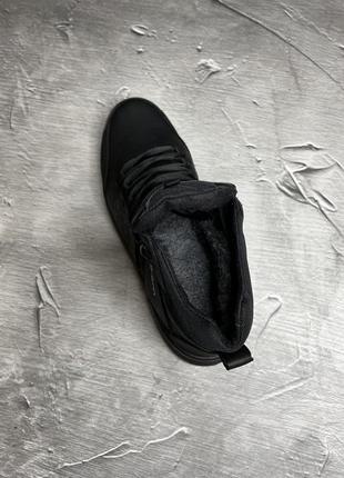 Зимние ботинки мужские кожаные ecco черные на меху6 фото