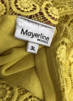 Желтая,трикотаж кофта,кардиган,джемпер,кружево,хлопок,mayerline,швейцария. 5