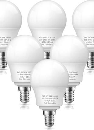 Світлодіодна лампа plusluck e14, кульки p45 e14, лампа для гольфу ses e14, теплий білий 3000k, 5 вт, еквівалент 40 вт, 450lm