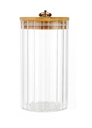 Банка стеклянная  для сыпучих продуктов 1 л с бамбуковой крышкой