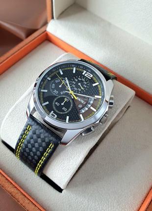 Класичний чоловічий кварцевий наручний годинник з хронографом skmei 9106 silver-black-yellow