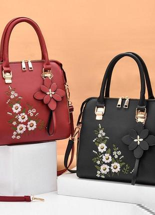 Женская модная сумка с цветами и брелоком, стильная сумочка с вышивкой для девушки shop