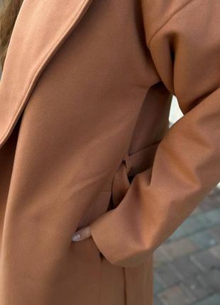 Шикарное длинное кашемирового пальто на подкладке чёрное хаки бежевое кирпичное коричневое свободное оверсайз с поясом плащ тренч кардиган6 фото