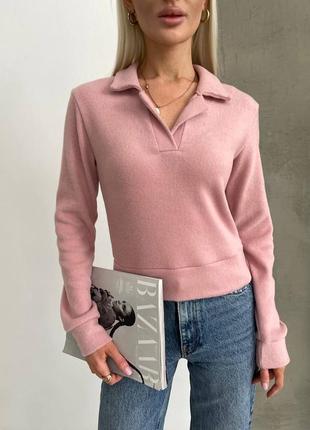Стильный женский ворсистый ангоровый свитер с воротничком (джемпер)3 фото