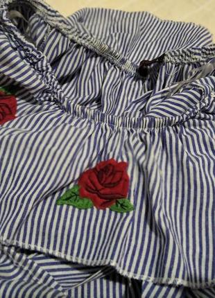 Блуза, рубашка в морском стиле с вышивкой. полоска.2 фото
