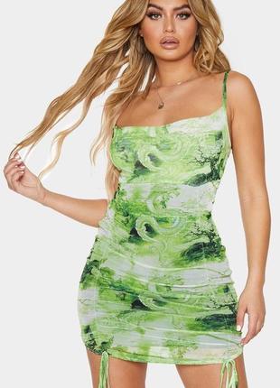 Плаття сукня міні коротка зелений дракон символ року сітка plt