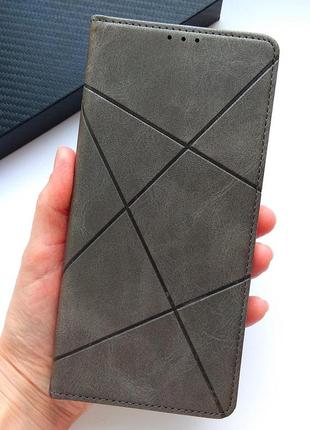 Чехол для xiaomi redmi 12c книжка подставка с магнитом и визитницей business leather серый