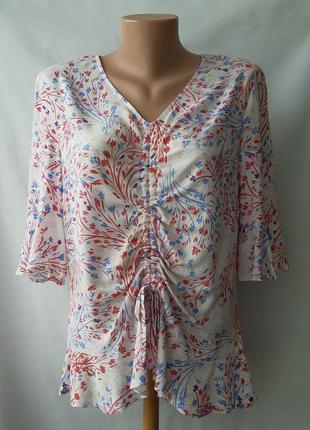 Натуральная летняя блуза с воланами tu, размер 121 фото