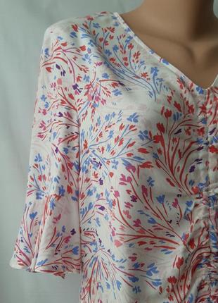 Натуральная летняя блуза с воланами tu, размер 123 фото