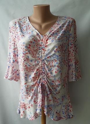 Натуральная летняя блуза с воланами tu, размер 126 фото