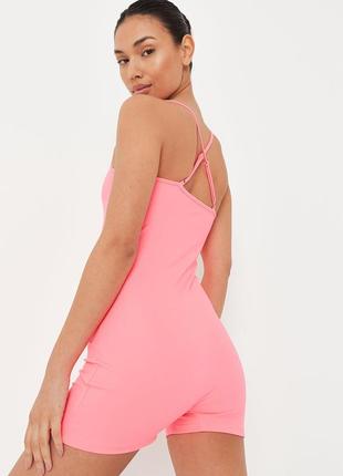 Комбинезон missguided комбинезон-шорты однотонный розовый спортивный полиэстер2 фото