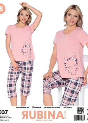 Піжама трикотажна футболка та капрі р.m,l,xl .туреччина люкс