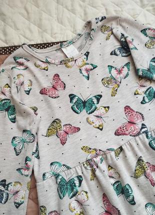 Плаття для дівчинки на довгий рукав трикотаж туреччина метелики2 фото