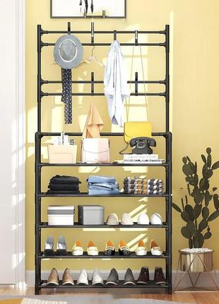 Напольная вешалка для одежды и обуви вешалка для одежды с полками для обуви