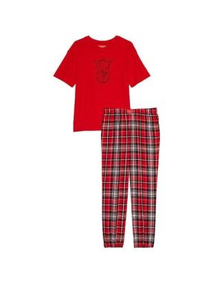 Victoria ́s victorias secret віктория сикрет піжама, костюм для сну flannel jogger tee-jama set2 фото