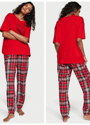 Victoria ́s victorias secret віктория сикрет піжама, костюм для сну flannel jogger tee-jama set1 фото