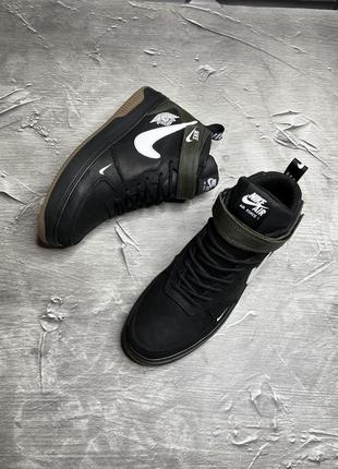 Зимові чоловічі черевики nike шкіряні чорні люкс якість9 фото