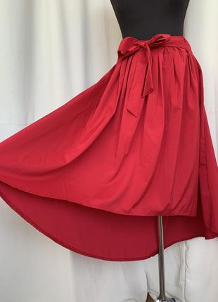 Юбка готичная готическая красная со шлейфом1 фото