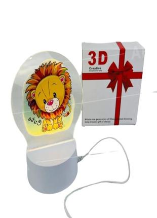 Світильник нічник "лев", 3d планшет usb