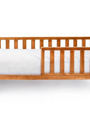 Детская деревянная кровать / кроватка со съемным бортиком злата (светлый орех)