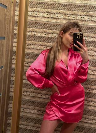 Коктейльное платье zara розового цвета3 фото
