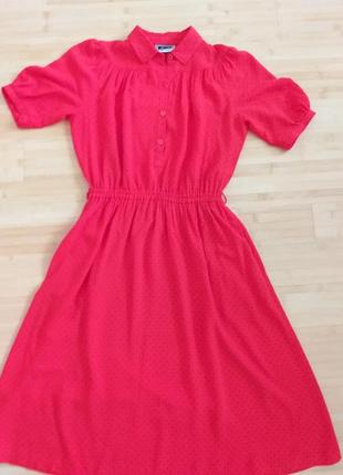 Красное платье миди в горошек, размер м1 фото